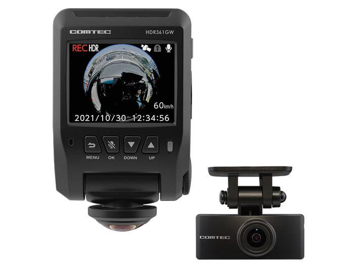 HDR361GW コムテック 前後2カメラ 全天周ドライブレコーダー 別売