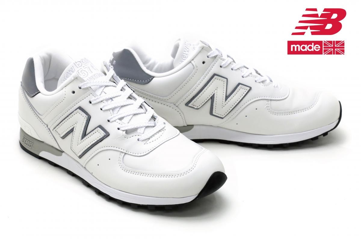 NEW BALANCE UK製 M576WWL 26 5cm US8 5新品オールレザー白ホワイト 