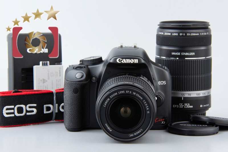 Canon Kiss X2標準＋望遠Wレンズ ショット数少 簡単キレイ キャノン
