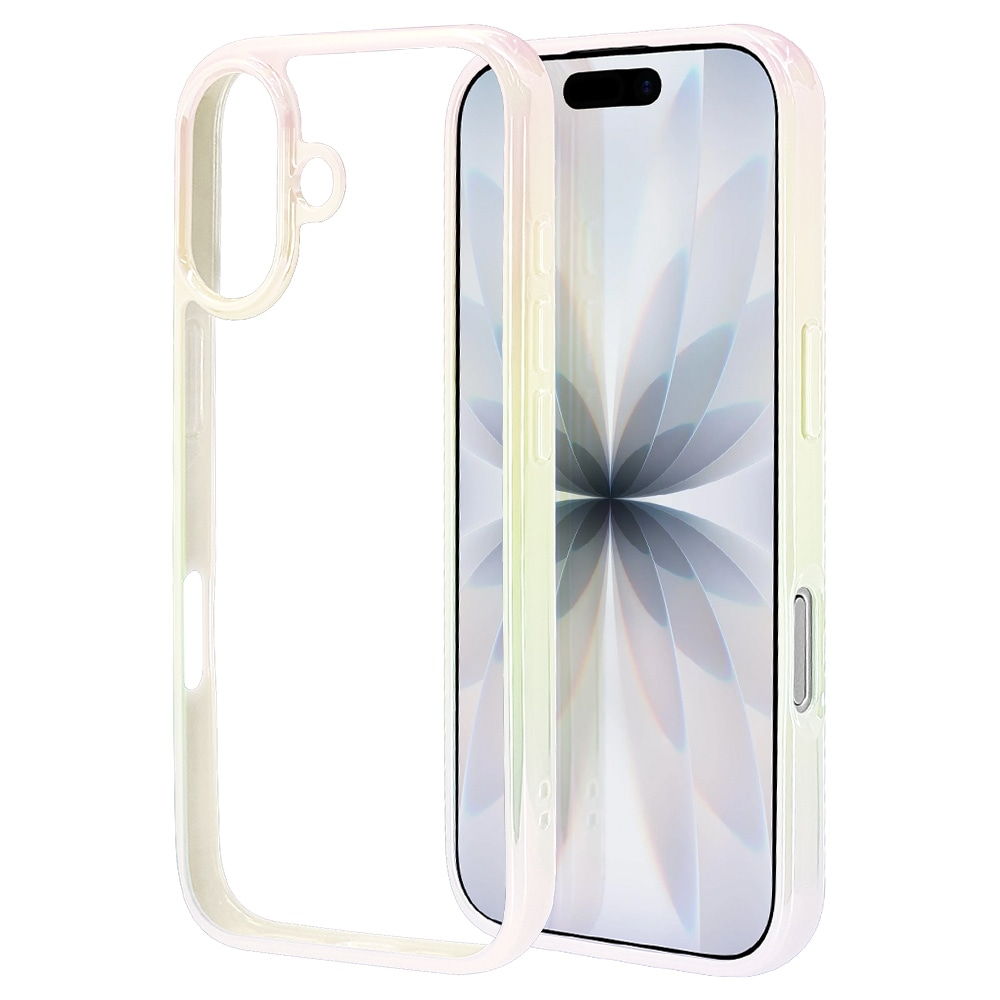 iPhone17 オーロラフレームケース 8916IP5AHPWH（ホワイト×クリア）