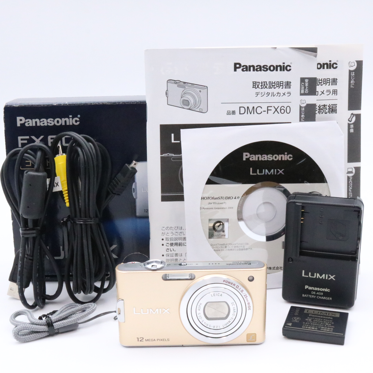 【極美品】Panasonic ルミックス DMC-FX60 ゴールド 箱付き 極美品 Panasonic LUMIX FX60 元箱完備 ライカレンズ SD対応｜Yahoo