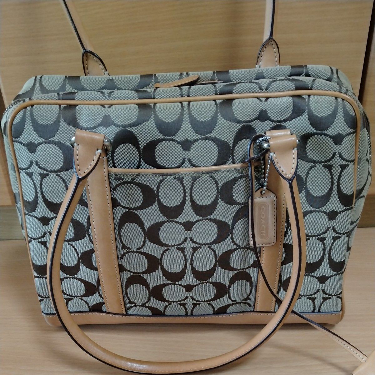 コーチ シグネチャー COACH ハンドバッグ キャンバス レザー H23-6097 ブラウン　ベージュ