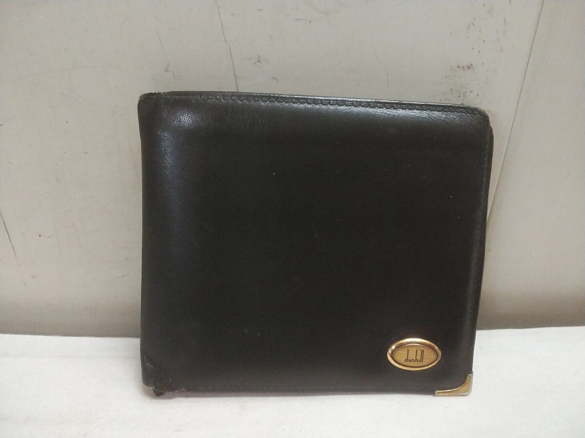 レターパックR／ダンヒル dunhill 2つ折り財布【 カード3枚収納 小銭入れ有り 】中古品 ブラック