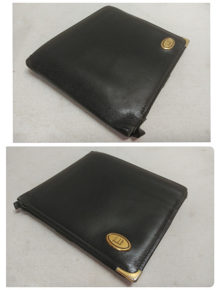 レターパックR／ダンヒル dunhill 2つ折り財布【 カード3枚収納 小銭入れ有り 】中古品 ブラック