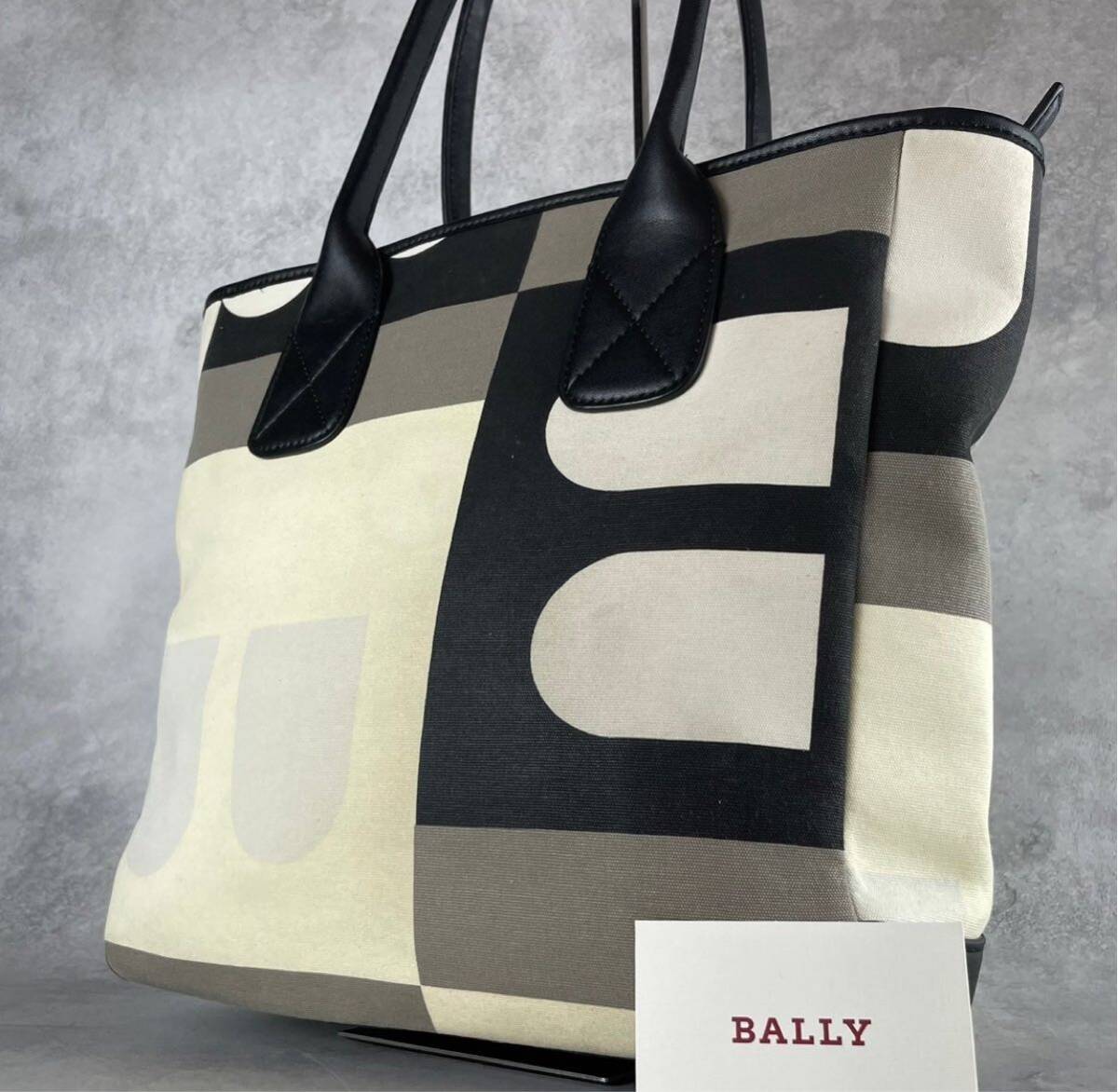美品/希少色 BALLY バリー A4収納可 トートバッグ メンズ ビジネス ショルダーバッグ デカロゴ ブランドロゴ 肩掛け 大容量 マルチカラー