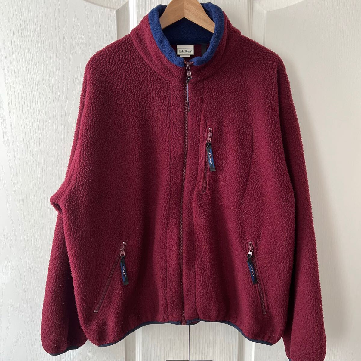 L.L.Bean USA製 エルエルビーン フルジップ フリース ジャケット XL ボルドー バーガンディ アメリカ製 米国製 レトロ 厚手 llbean