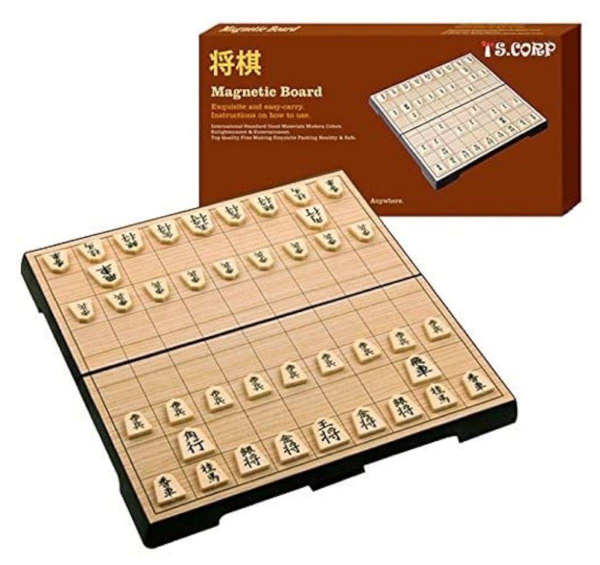 将棋セット マグネット式 折りたたみでコンパクト収納 日本語説明書付 入門初心者に適用 将棋盤と駒の将棋セット
