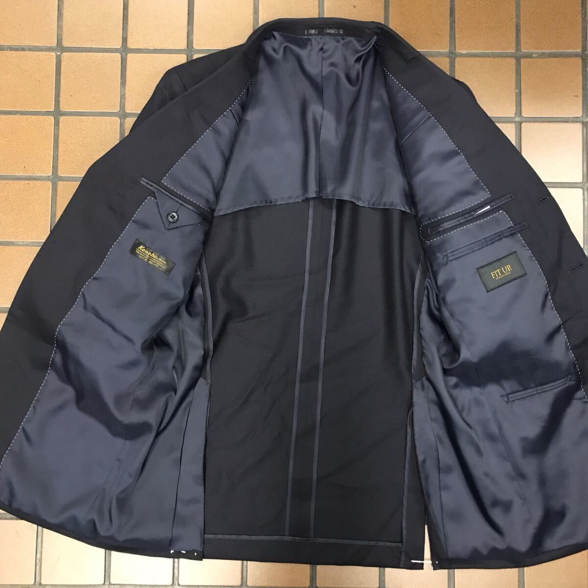  новый товар ** с биркой высококлассный kanebo WOOL×FIT UP3. кнопка костюм выставить размер XXL YA8 темно синий одноцветный / шерсть 100% шт. место .. бизнес формальный 