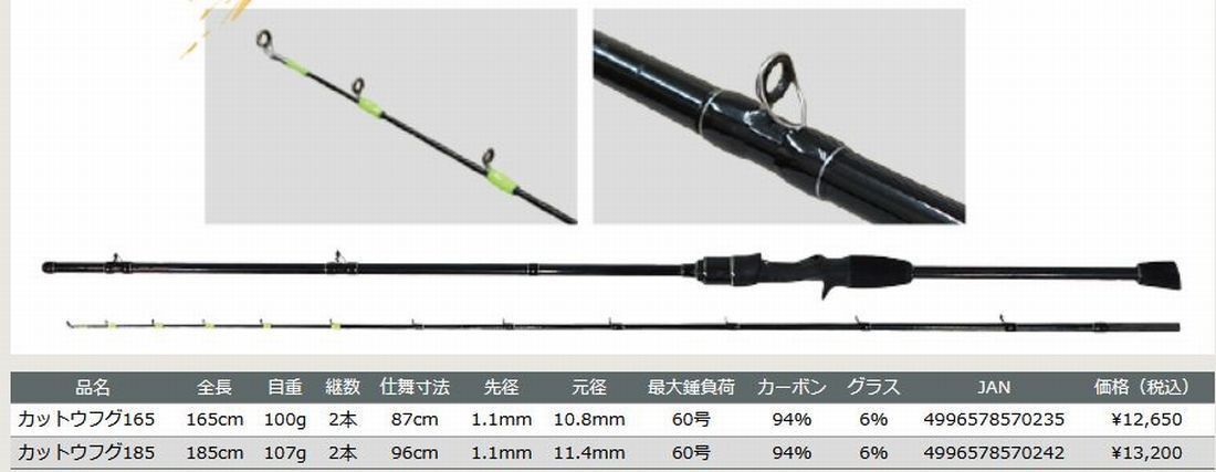 Taniyama　船匠 カットウフグ185（全長1.85ｍ）　釣り　船竿　フグ　谷山商事　バレイヒル　釣武者