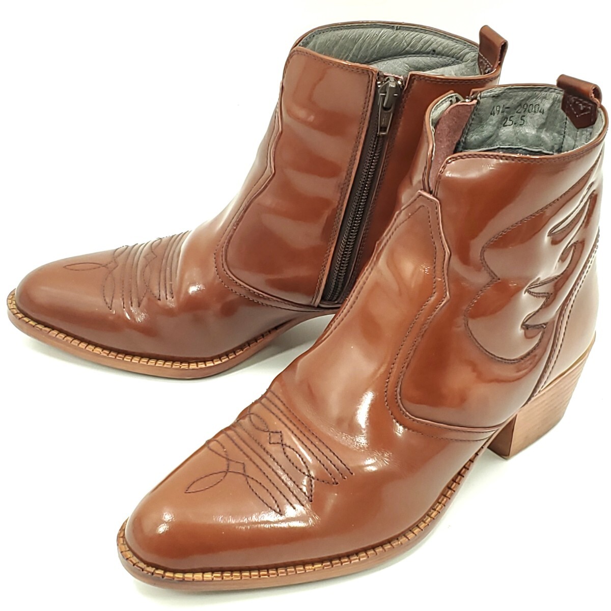 美品サイドジップ NEVADA 25 5cmレザーウエスタンブーツショート 美品サイドジップ NEVADA 25 5cmレザーウエスタンブーツショート