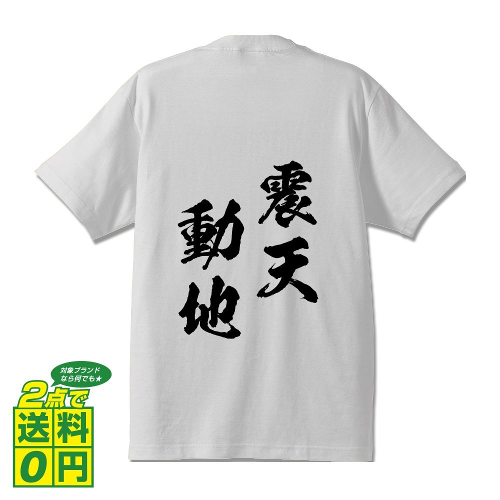 震天動地 (しんてんどうち) 書道家が書く プリント Tシャツ S M L XL XXL 120 130 140 150 G-S G-M G-L 【 四字熟語 】