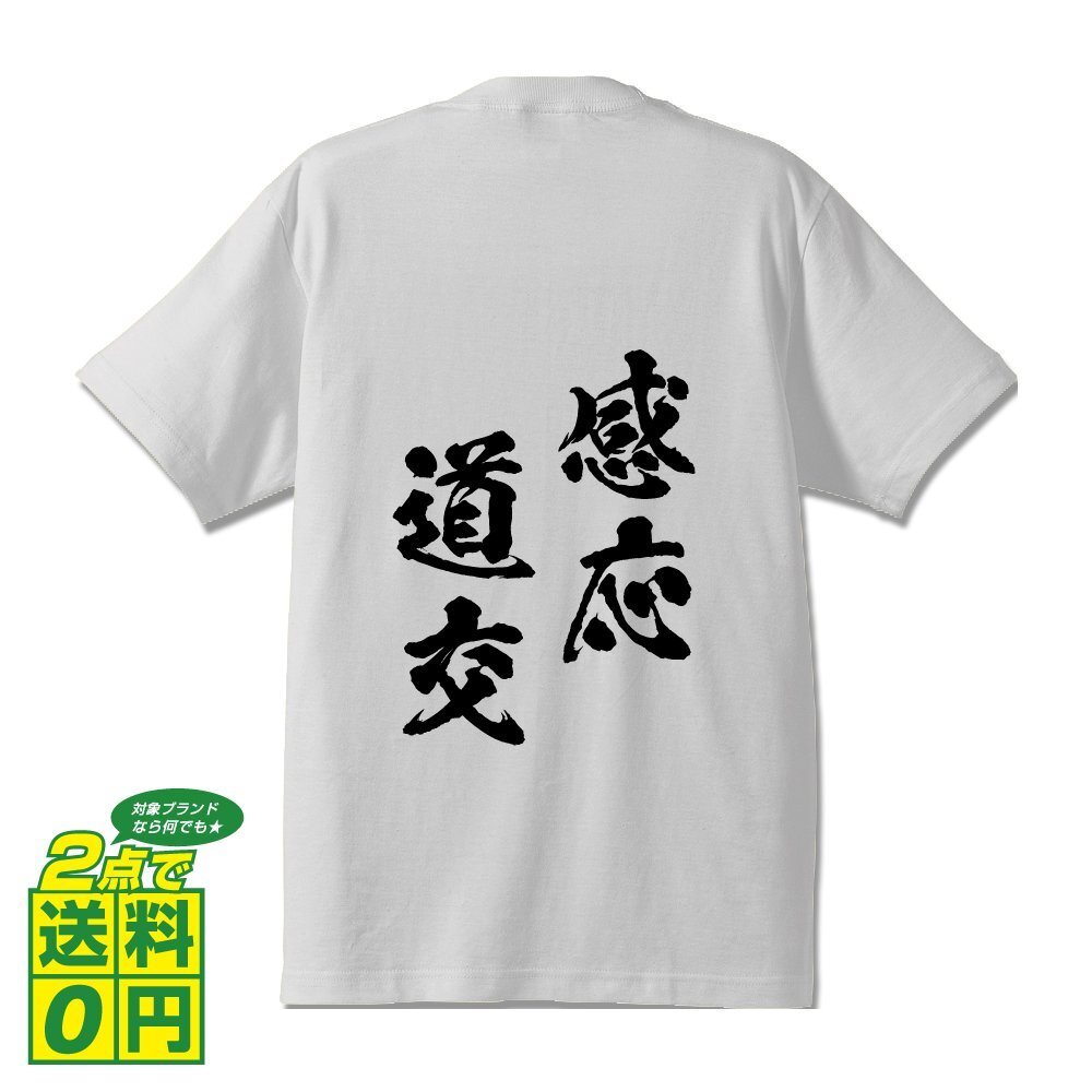 感応道交 (かんのうどうこう) 書道家が書く プリント Tシャツ S M L XL XXL 120 130 140 150 G-S G-M G-L 【 四字熟語 】