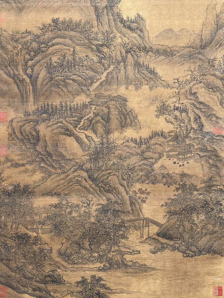 ◇御泓軒◇中国書画 『唐時代・王維筆・山水図』絹本真作・肉筆