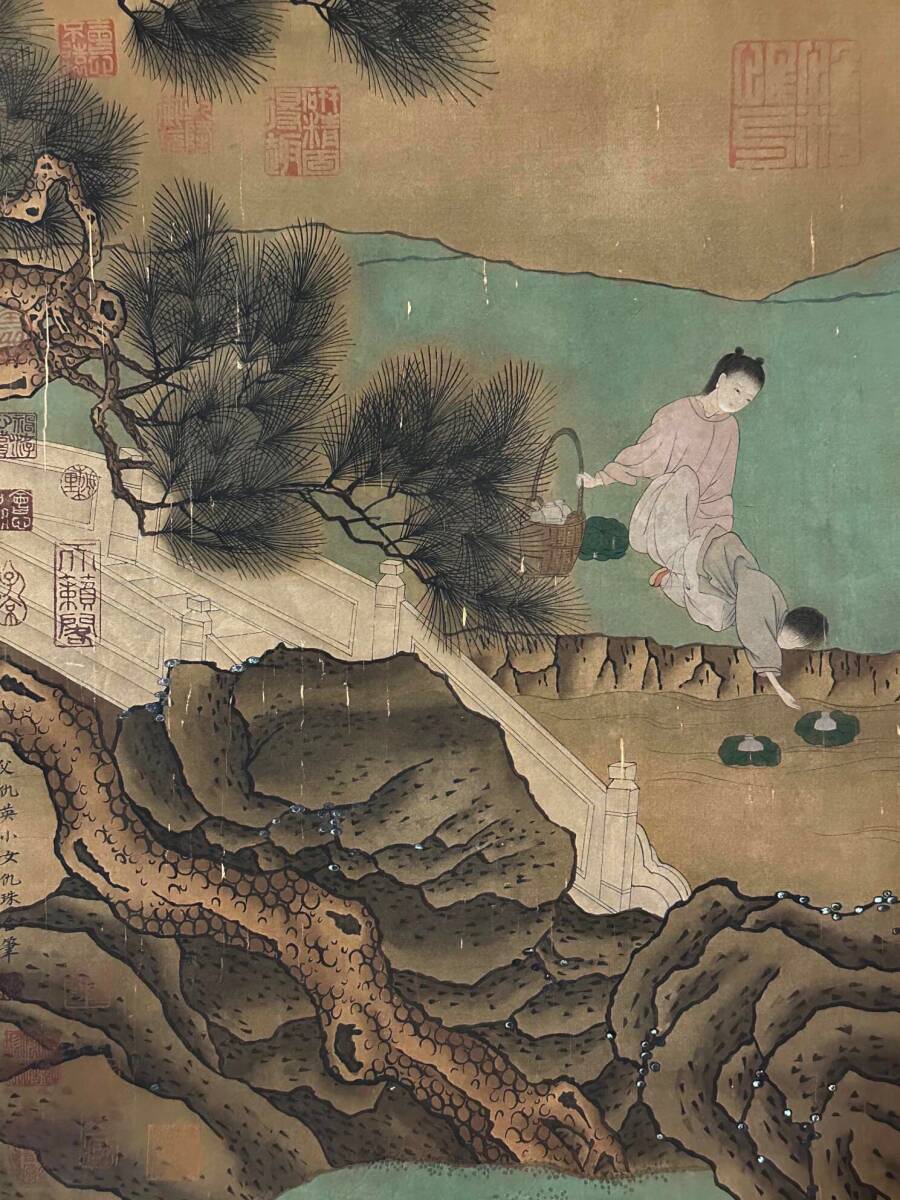 中国北宋時代の 人物図 肉筆絵 激安骨董品 古美術 BD335A12-1 ▽鴻▽古書道【近時代・黄賓虹筆・書画合璧手巻】 真筆肉筆 紙本