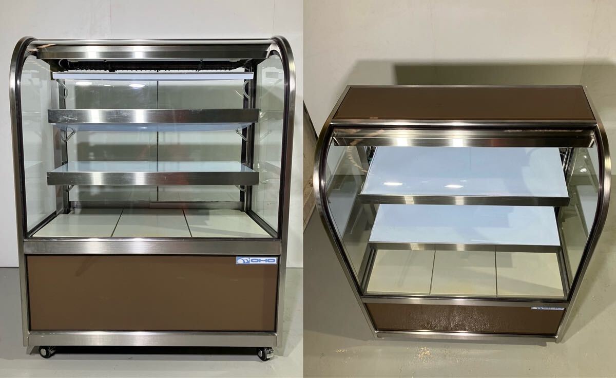 ◆◆冷蔵ショーケース◆大穂制作所 ケーキショーケース 引き戸 W900×D500×H1150 キャスター付 単相100V 店舗 飲食店 引取限定 千葉