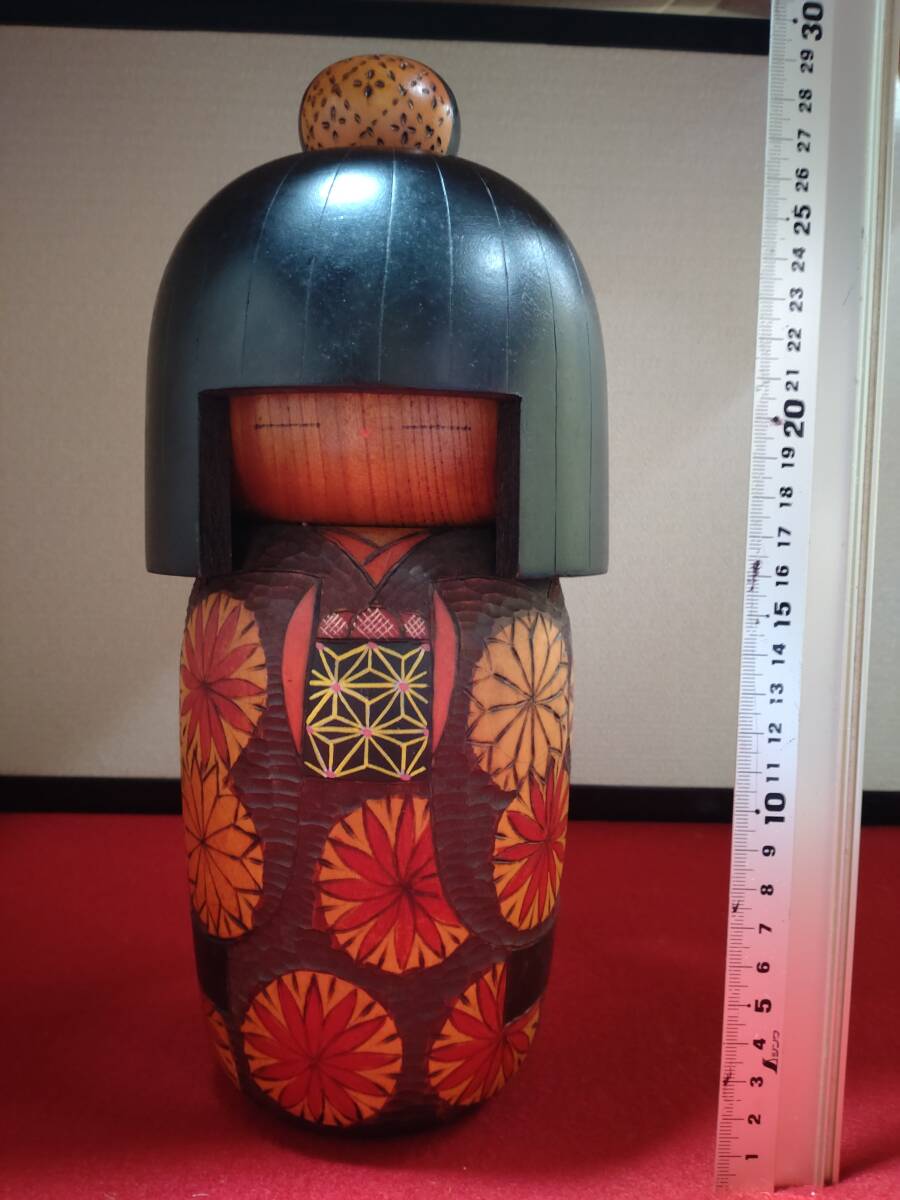 贈り物 創作こけし 高見沢かずを 30cm 1675g 関口東亜 27cm 1085g 2体 こけし
