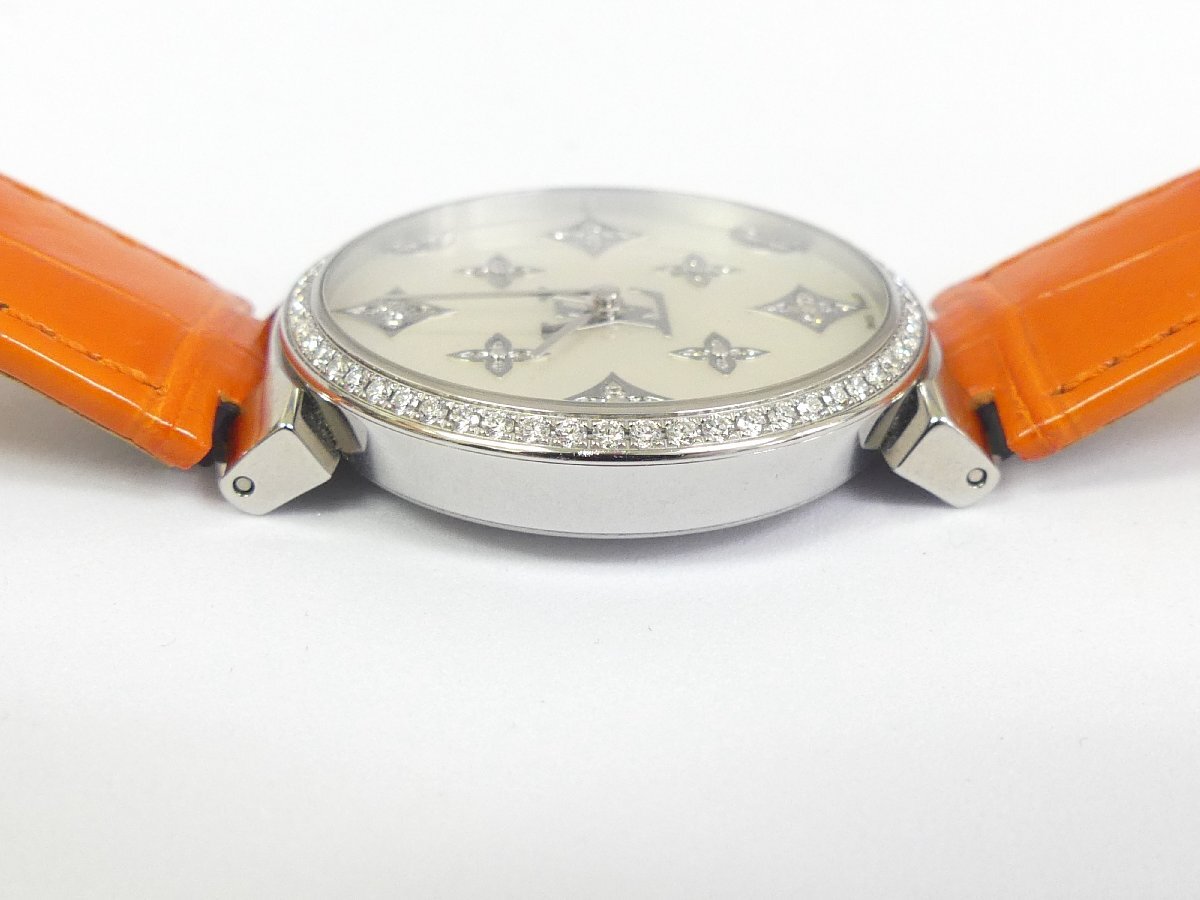 LOUIS VUITTON タンブールスリム モノグラム ディアモンダンテル ダイヤベゼル SS シェル オレンジクロコ QA110Z '22年購(gòu)入 メーカー保証有