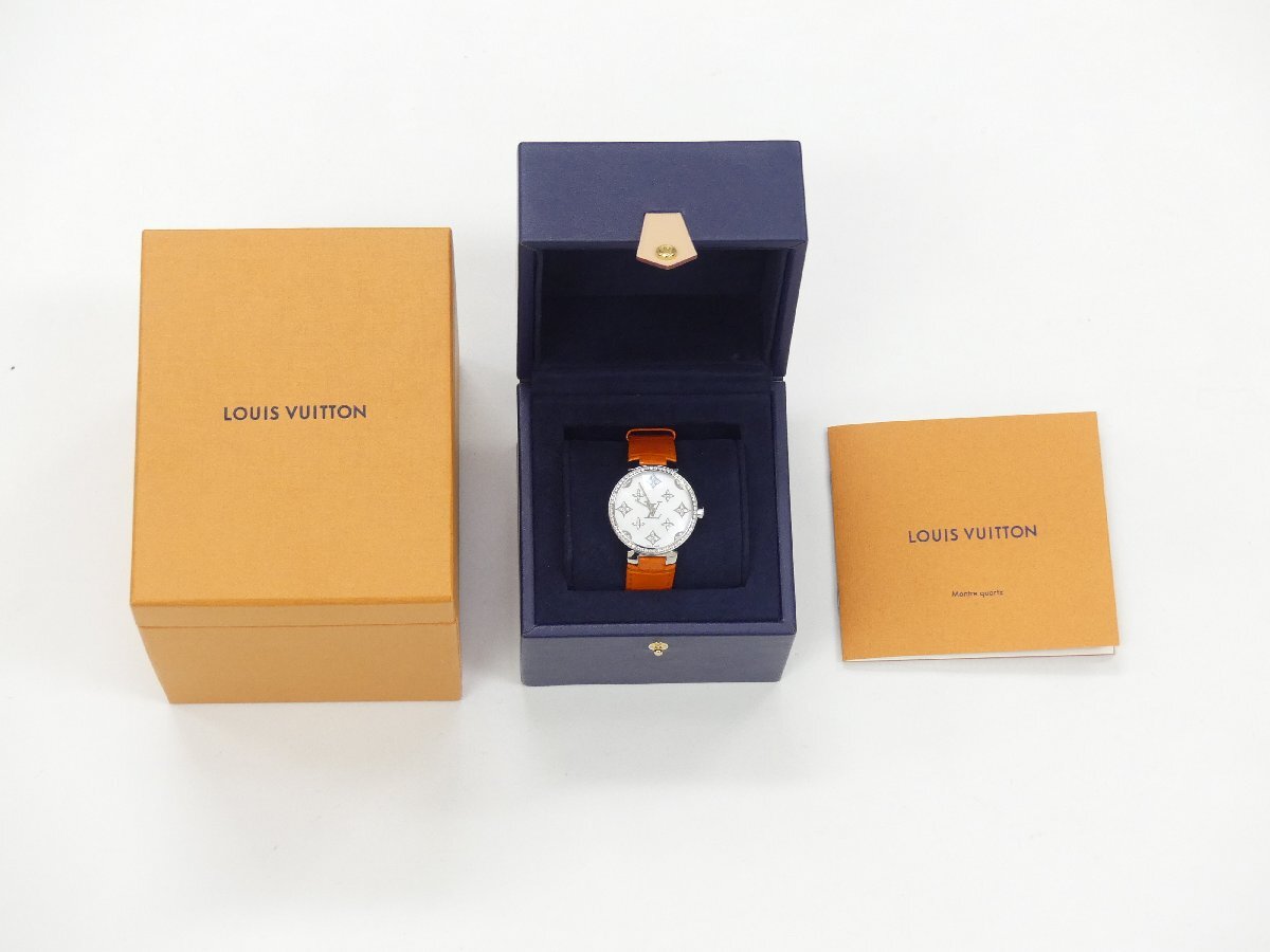 LOUIS VUITTON タンブールスリム モノグラム ディアモンダンテル ダイヤベゼル SS シェル オレンジクロコ QA110Z '22年購(gòu)入 メーカー保証有