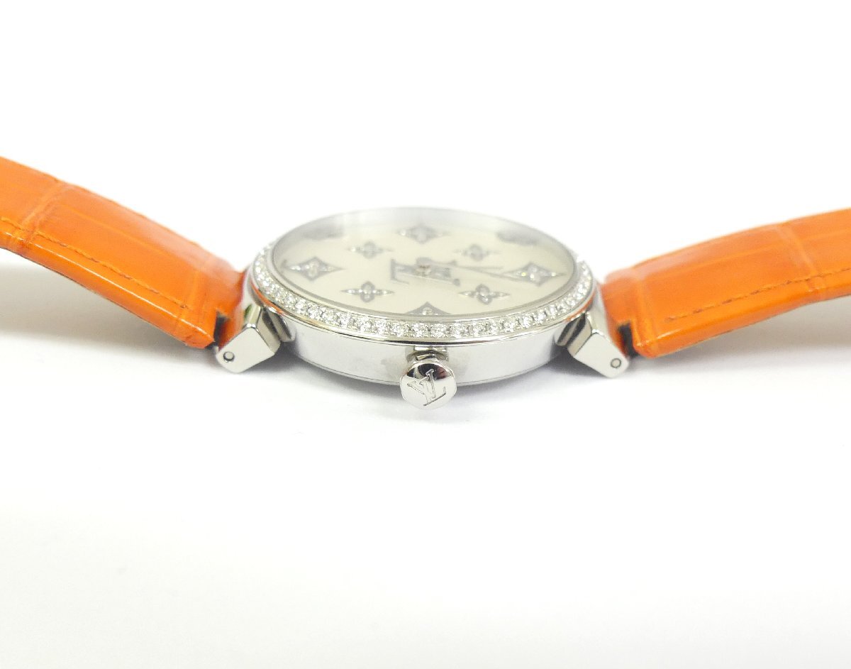 LOUIS VUITTON タンブールスリム モノグラム ディアモンダンテル ダイヤベゼル SS シェル オレンジクロコ QA110Z '22年購(gòu)入 メーカー保証有