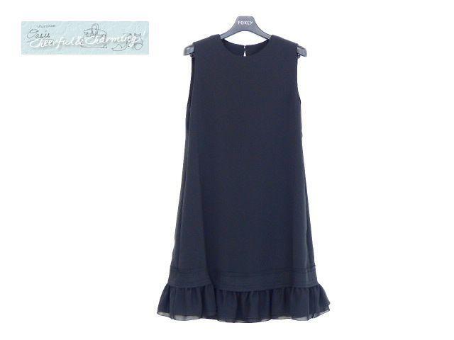 FOXEY NEWYORK ワンピース ドレス ブリストル 38 ブラック パウダーストレッチ 31662 B＋＋