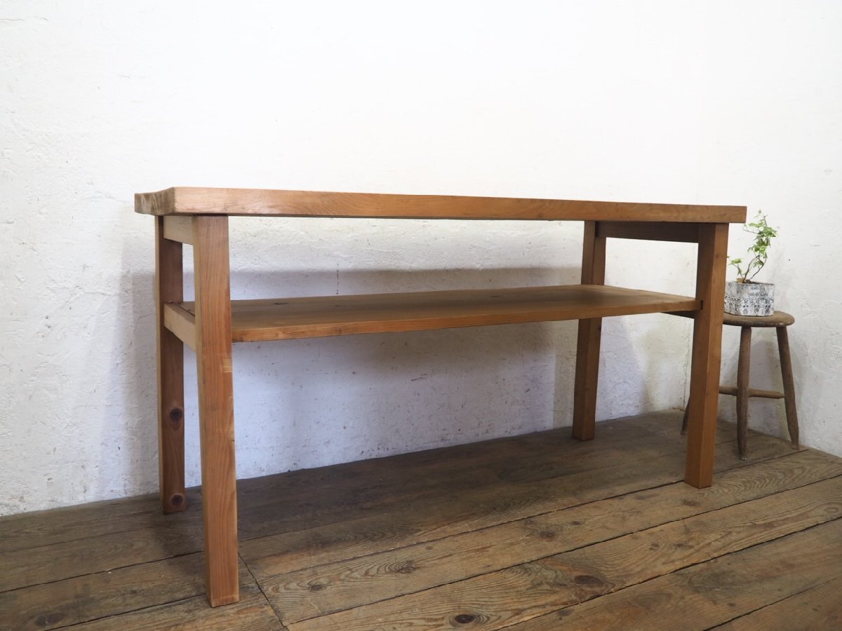 タ荷S0373◆⑧天板W142cm×D53,5cm◆しっかりとした大きい木製テーブル◆机 作業台 カフェ ダイニング レトロ ビンテージR(ヤD)伊