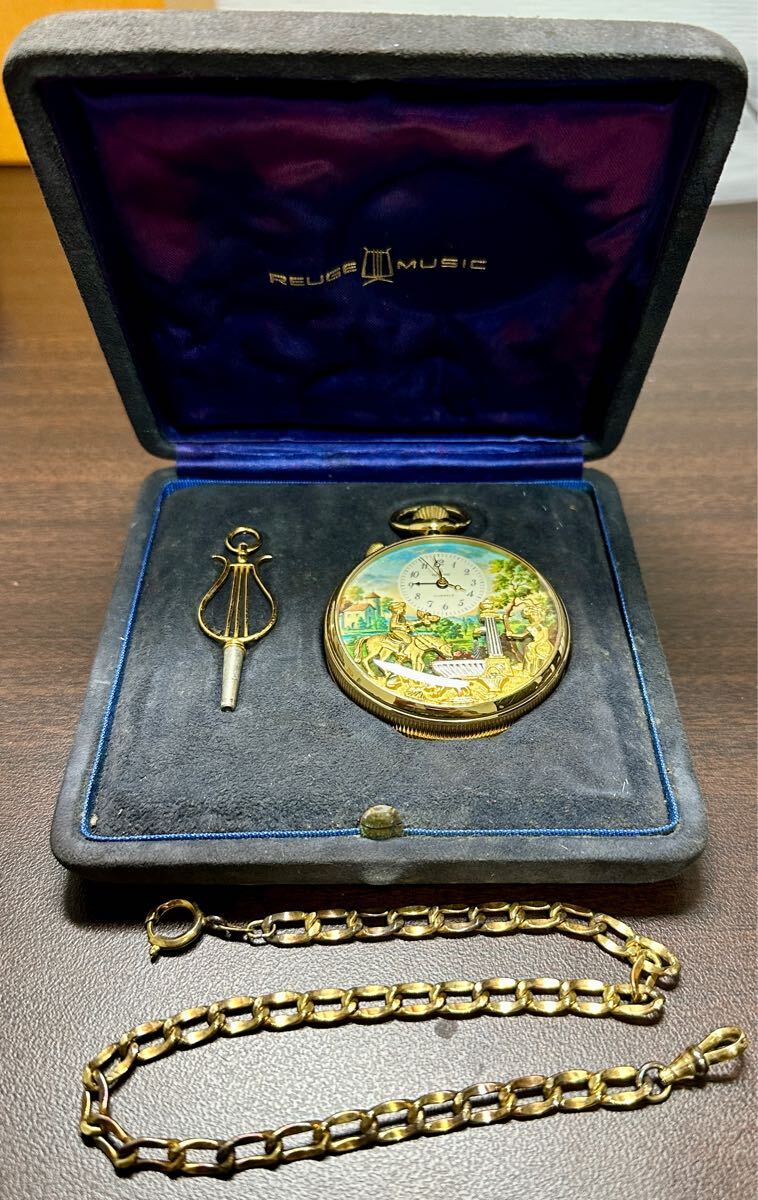 REUGE】リュージュ 懐中時計 からくりオルゴール 手巻き メンズ REUGE】リュージュ 懐中時計 からくりオルゴール 手巻き メンズ