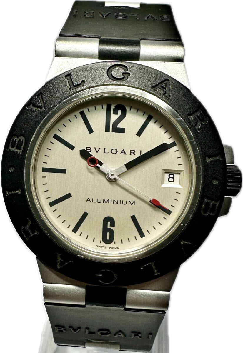 1円〜 Y ATモデル BVLGARI ブルガリ アルミニウム AL38TA シルバーダイヤル メンズ 自動巻き デイト アンティーク 時計 982695981