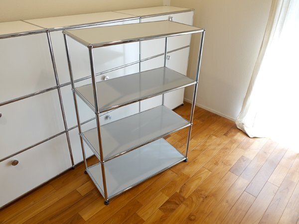 美品●USMハラー●haller●1列3段オープンユニット●ライトグレー●ディスプレイラック●店舗什器●インダストリアル●工業系●飾り棚