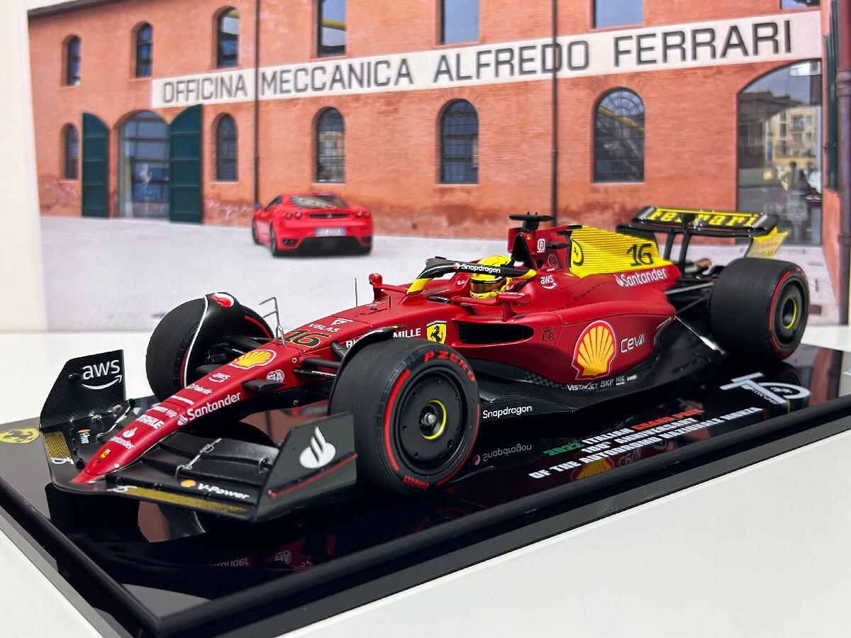 セール　BBR 1/18 Ferrari F1 75 Italian GP Monza 2022 C.Leclerc　フェラーリ　ダイキャスト製　台座付　182275-16DIE