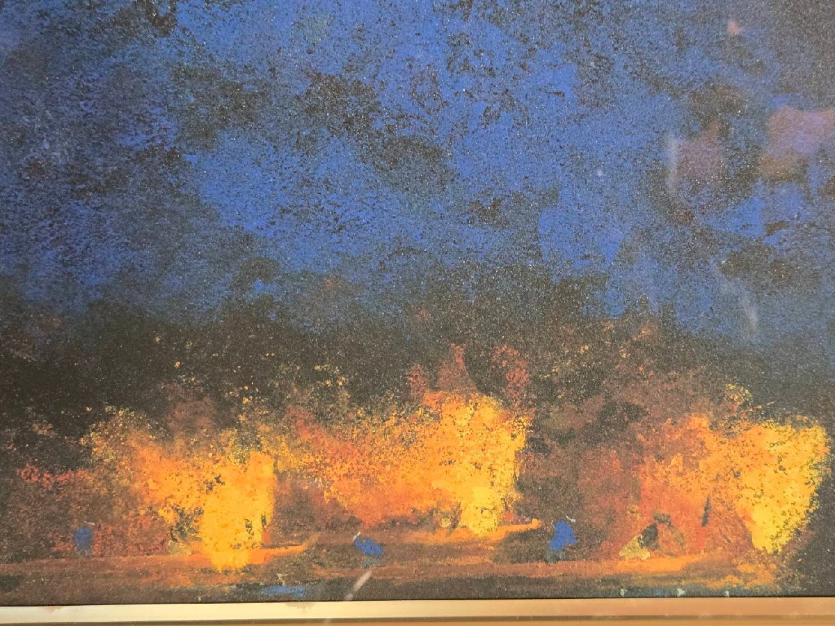 Θ人気【加藤東一 漁火 岩絵具風工芸画 リトグラフ 複製版画 兄 Θ人気【加藤東一 漁火 岩絵具風工芸画 リトグラフ 複製版画 兄