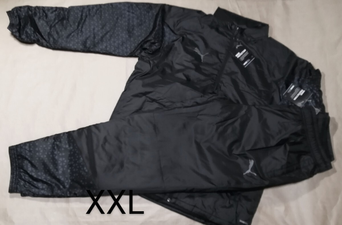 PUMA プーマ/防風 中綿 ウォーマージャケット&パンツset ブラック XXL(658814/658815 03)定価22000+税