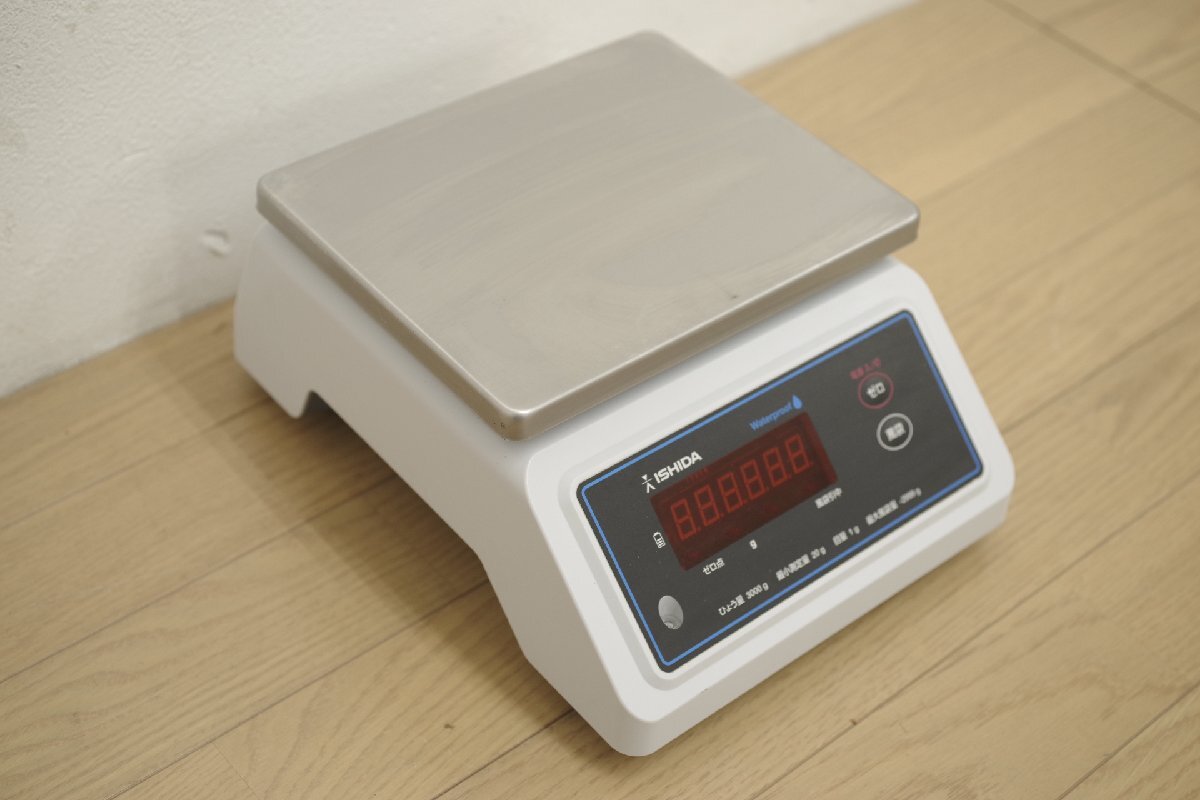 ISHIDA イシダ 電気式 はかり S-boxM-3WP 防水 2023年製 上皿型 質量 はかり器 測定器 特定計量器 ひょう量 3000g スケール 業務用 店舗 B