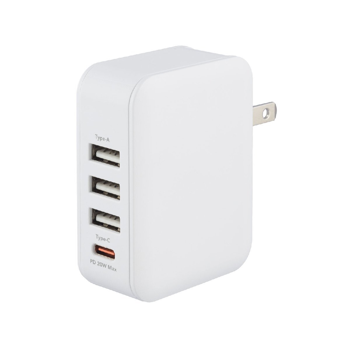 USB充電器 USB-ACアダプター 4ポート PD20W独立32Wモデル グリーンハウス GH-ACUC4CC-WH/0281/送料無料メール便