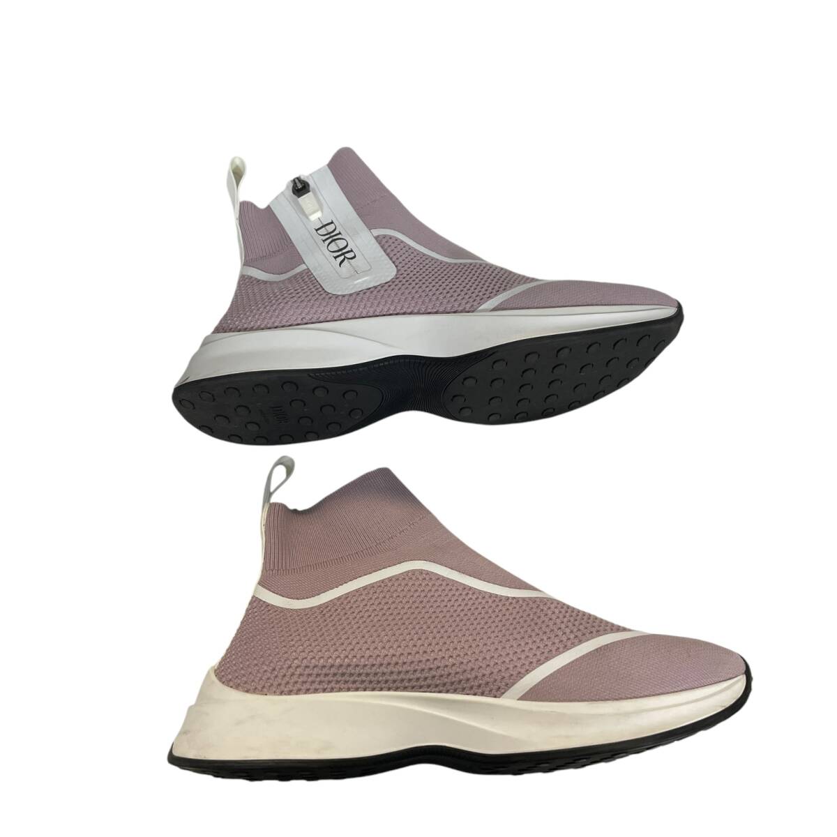 ◆中古品◆DIOR ディオール B25 ロゴ サイドジップ サイズ39 ハイカット スニーカー メンズ スニーカー ピンク系 X80662NC_画像10