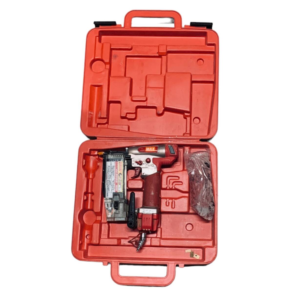 ◆中古品/動作未確認/記名有◆マックス MAX 釘打機 ピンネイラ エアダスタ機構搭載 HA-50P2(D) 工具 ケース付 X43945NL