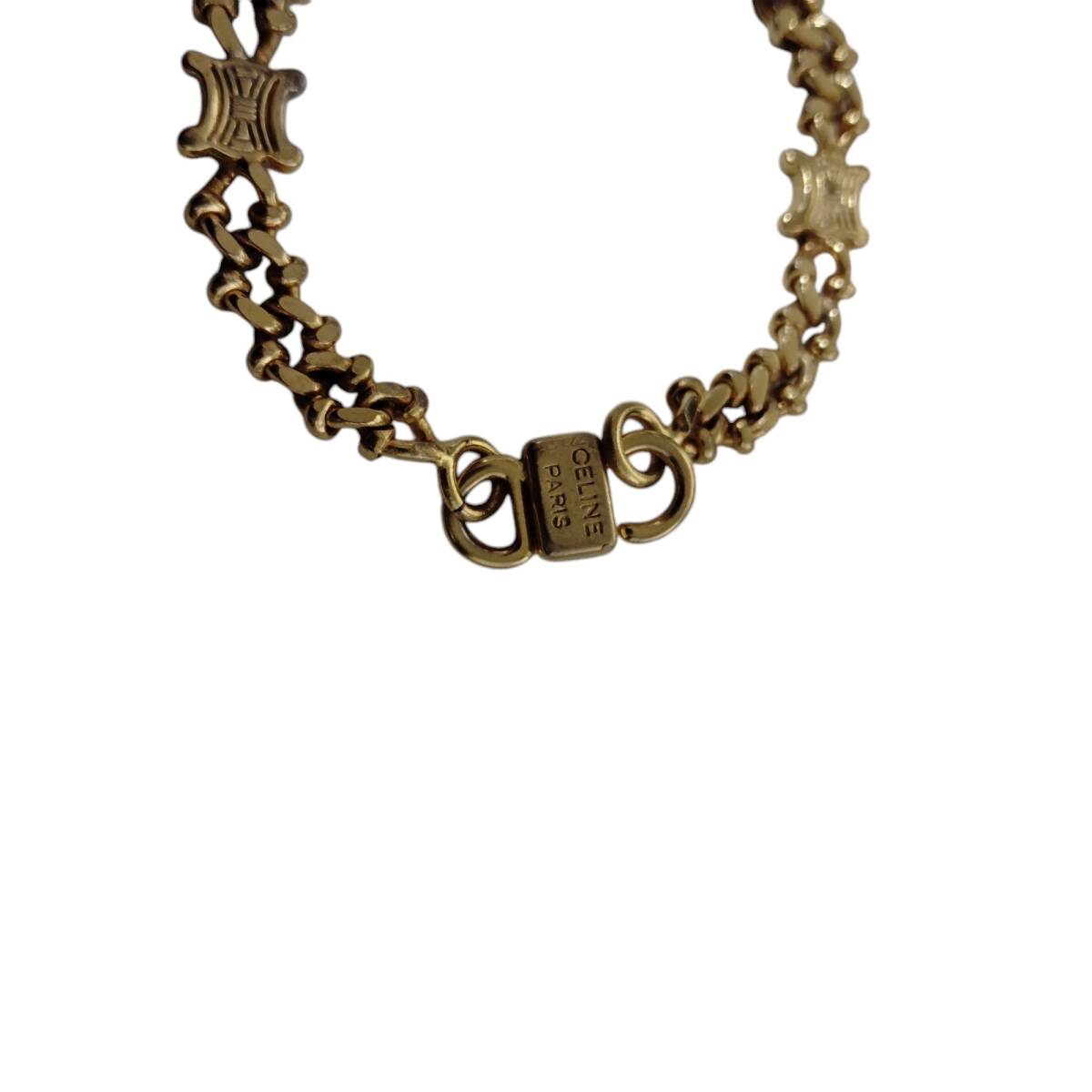 オールド　セリーヌ　トリオンフ　喜八チェーンブレスレット　ロゴモチーフ　ゴールド オールド セリーヌ トリオンフ 喜八チェーンブレスレット ロゴ