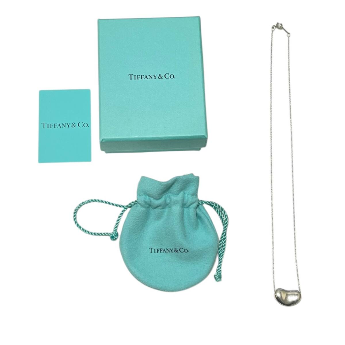 ■中古品■TIFFANY&Co. ネックレス シルバー 約45cm アクセサリー ビーン 箱付き ZE3176Z