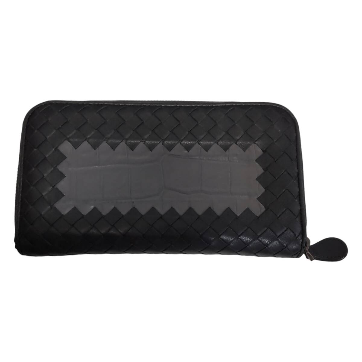 【中古品】 ボッテガ　イントレ　ジッピー　財布 BOTTEGAVENETA　長財布 ブラック クロコ イントレチャート S82124RK