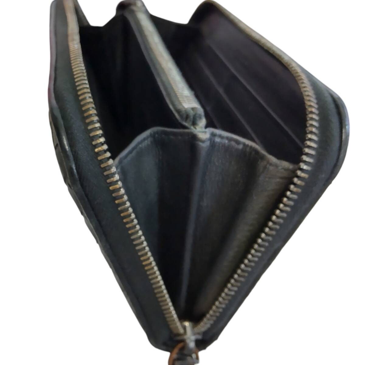 【中古品】 ボッテガ　イントレ　ジッピー　財布 BOTTEGAVENETA　長財布 ブラック クロコ イントレチャート S82124RK