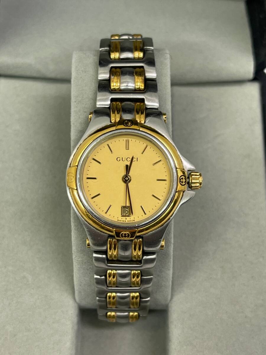 美品・動作未確認GUCCI グッチ 9040L クオーツ レディース腕時計 ゴールド文字盤（SMU6492SM)