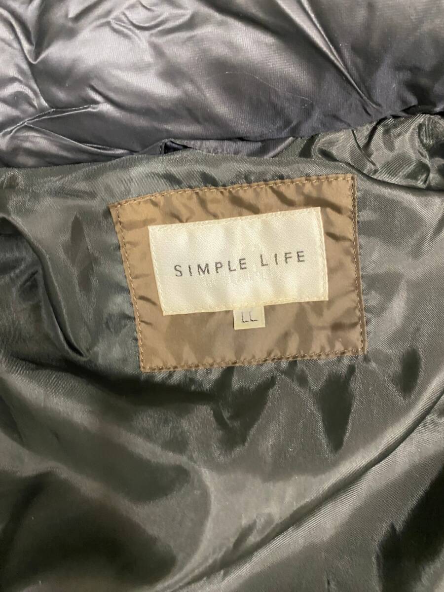 SIMPLE LIFE シンプルライフ ダウンジャケット LLサイズ フード付き ブラック 中古 SKD3541