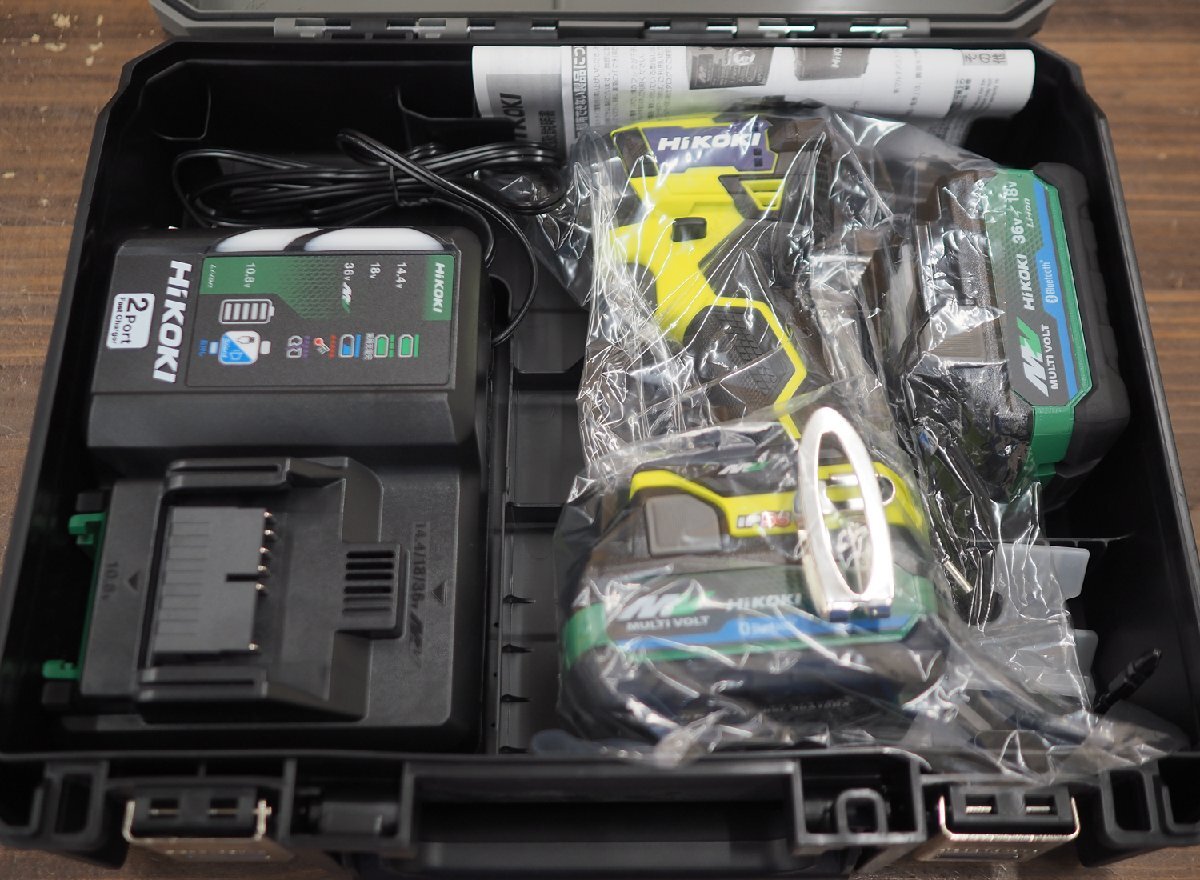 未使用 HiKOKI ハイコーキ コードレスインパクトドライバ WH36DD 2XHYSZ スパイダーイエロー 36V 2.5Ah Bluetooth対応 バッテリ2個・充電器