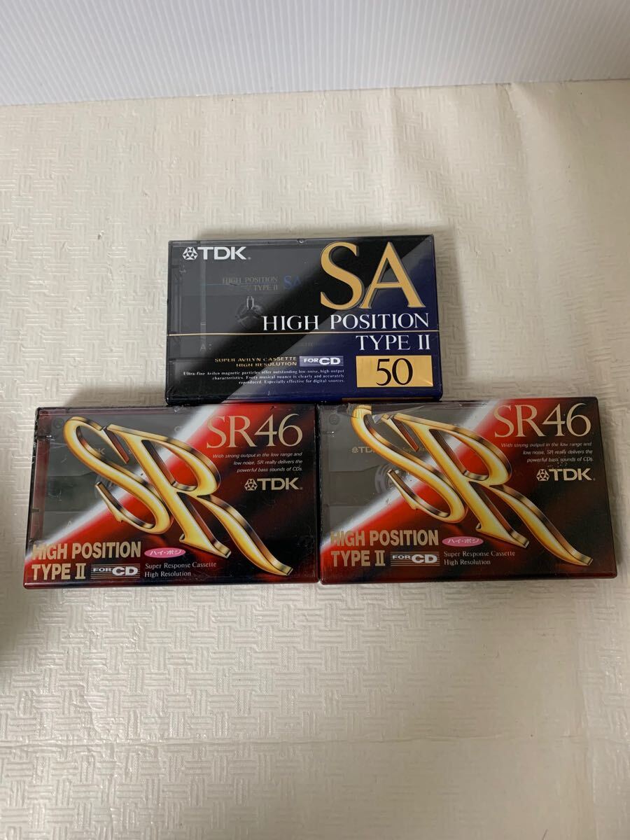 TDK HIGH POSITION SR-46&SA-50R/ハイポジション カセットテープ3個セット/ハイポジ/部品取り用/小傷ビニール破れ動作未確認/ジャンク扱い