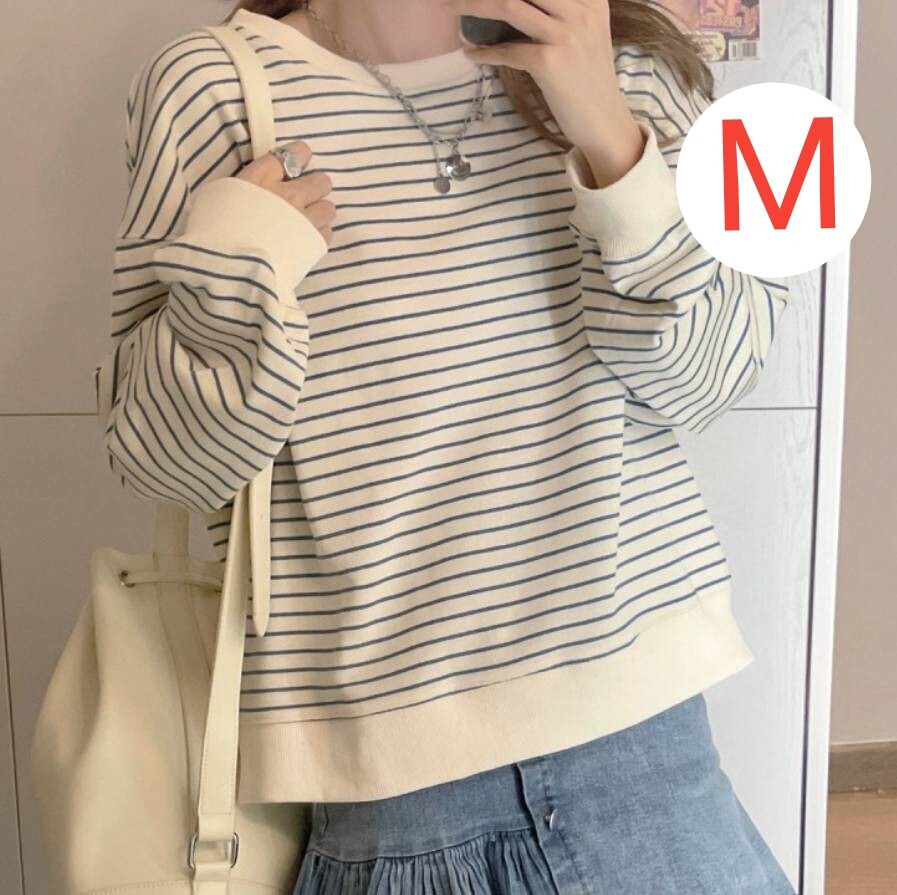 レディーストレーナー ボーダー 長袖 シンプル 可愛い ゆったり おしゃれ 仕事 通勤