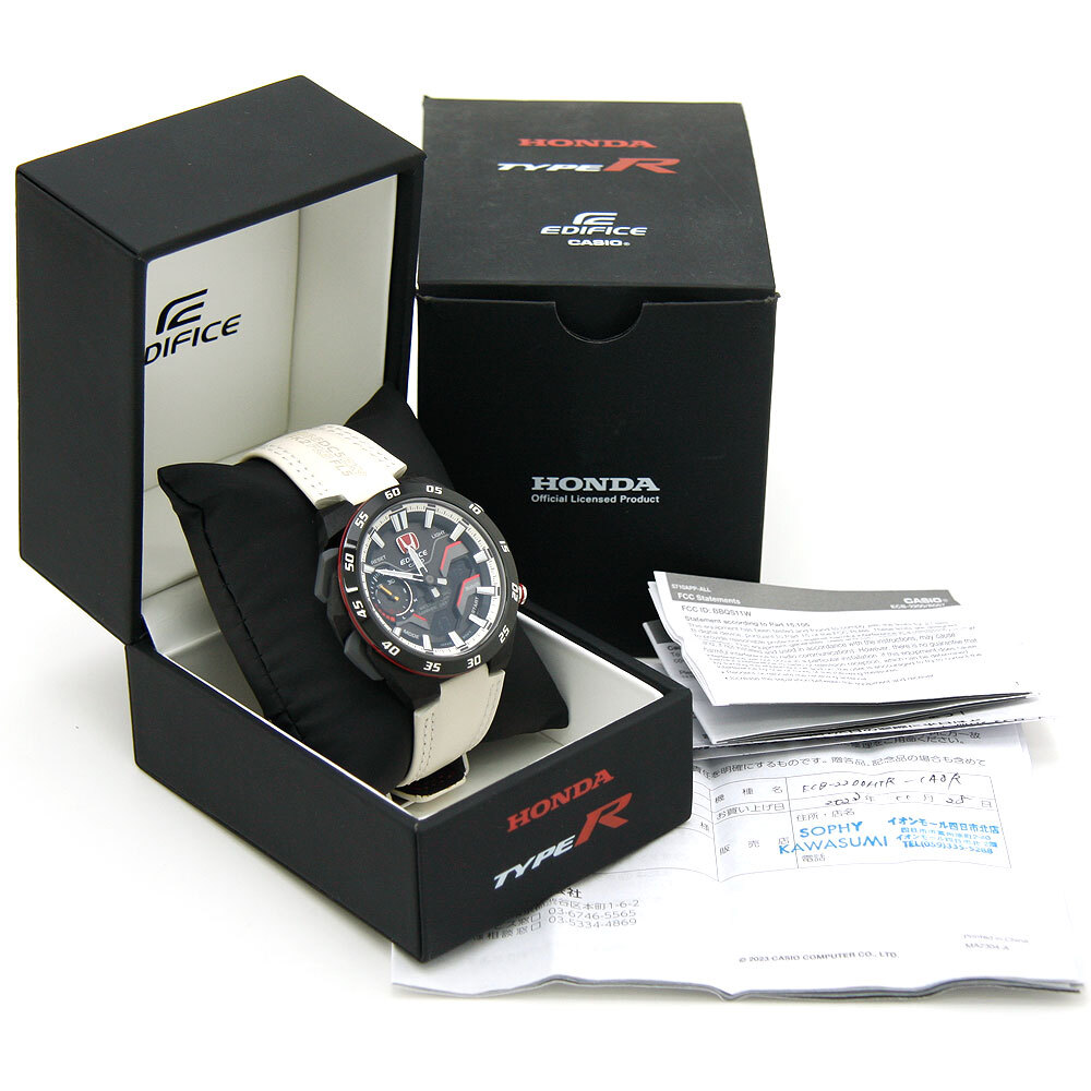 中古美品 カシオ 腕時計 エディフィス EDIFICE WINDFLOW ホンダ タイプR エディション ECB-2200HTR-1AJR CASIO タフソーラー 革ベルト