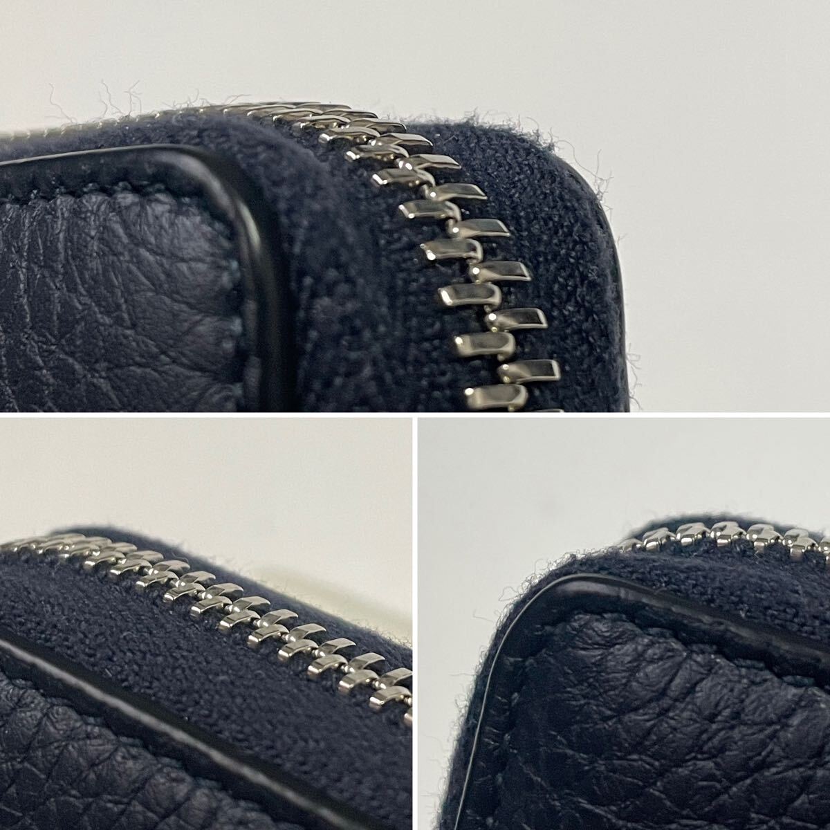★GUCCI グッチ ドリアン ラウンドファスナー ジップ 長財布 レザー メンズ ネイビー 紺【鑑定済み 本物保証】
