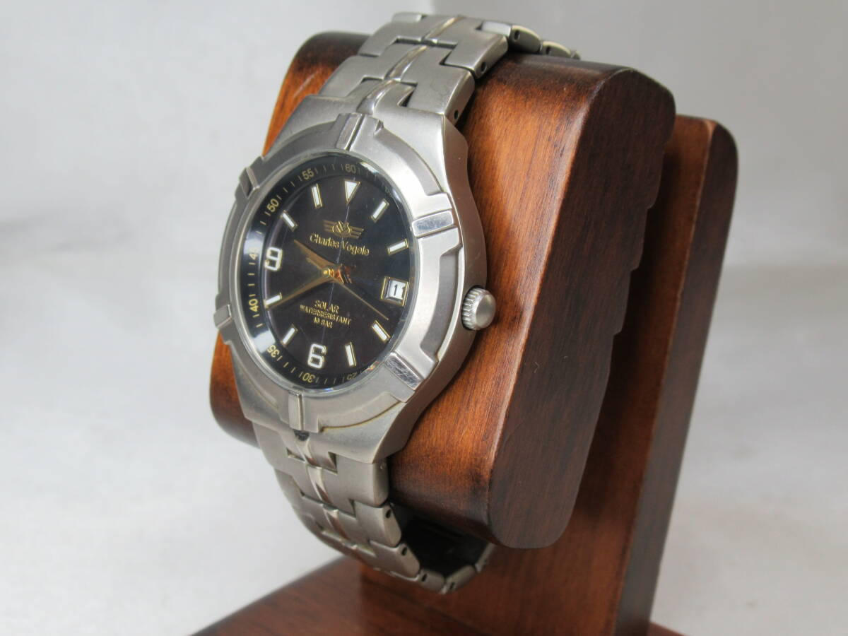 【動作品】Charles Vogele / シャルル・ホーゲル　CV-7752　SOLAR　TITANIUM　ソーラー　チタン　デイト　メンズ腕時計