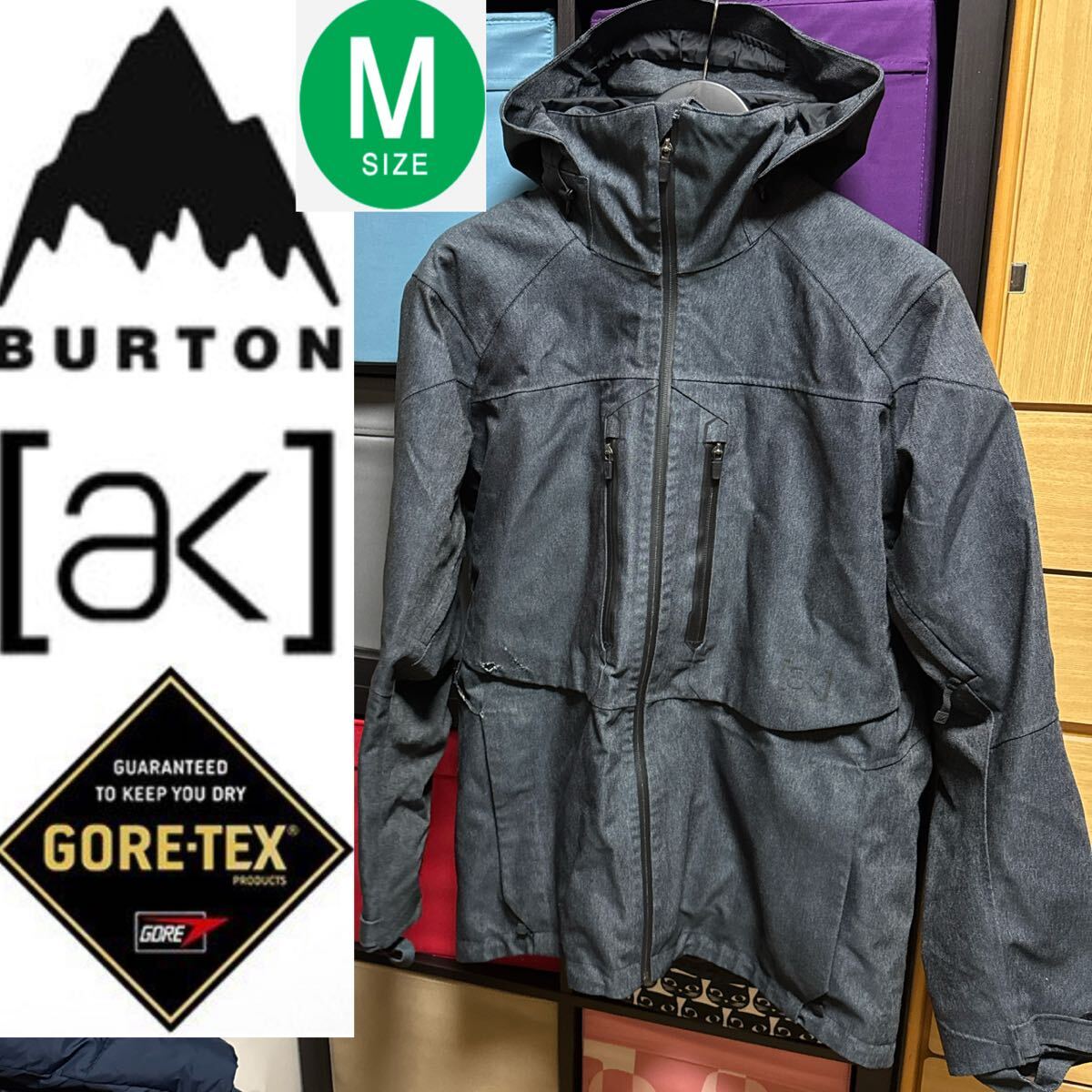 BURTON バートン AK 2L STAGGE Gore-Tex ゴアテックス ジャケット スノーボード スノボ Mサイズ M メンズ デニム ウェア ウエア