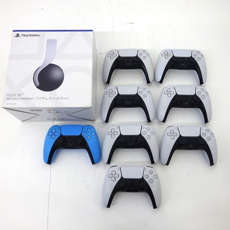 ★ジャンク★PS5 コントローラー 8点 PULSE 3D ワイヤレスヘッドセット 1点 まとめ売り 計9点 (プレイステーション5)★【GM643】