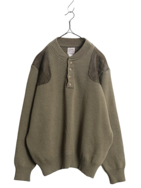 00s USA製 フィルソン ヘンリーネック ガイド セーター メンズ L 古着 FILSON オールド ウール ニット 本革 ヌバック レザー ハンティング